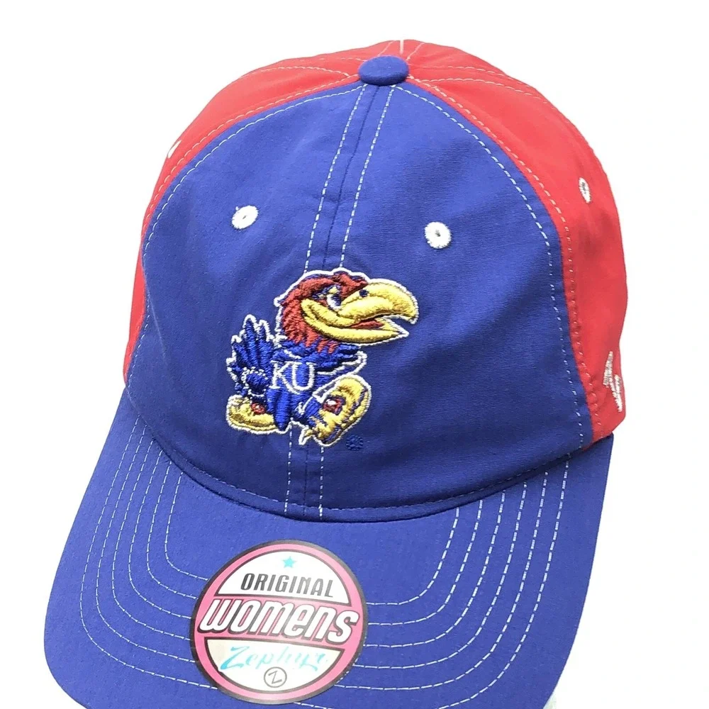 Kansas Jayhawks‎ Hat Cap Strap Back Red Blue Adjustable Baseball Womens Ladies